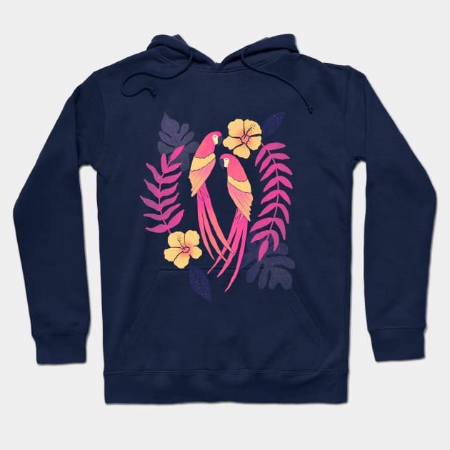 Tropical sunset parrots Hoodie by Home Cyn Home 